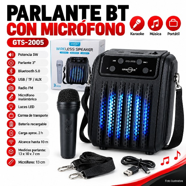 &ua PARLANTE BT BLUETOOTH GTS-2005 MP3 / BT / FM / AUX